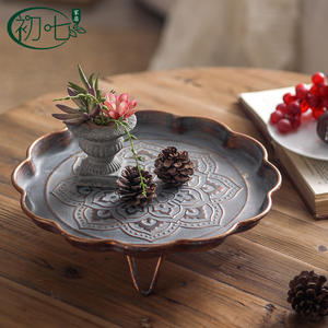 Bandeja Decorativa Redonda de Metal con Patrón Abstracto Bohemio y Acabado de Hierro Forjado para Decoración del Hogar - Product Image 2