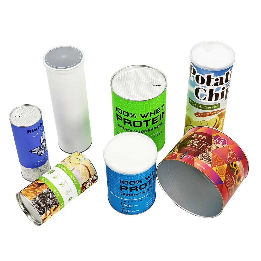 Custom Different digital Printing Size can packaging cylinder cardboard box packaging paper jar with lid