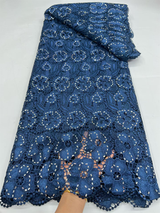Encaje de red francés elegante y suave de NI.AI con bordado, perlas, cuentas y lentejuelas para vestidos de novia de lujo y vestidos de fiesta. - Product Image 5