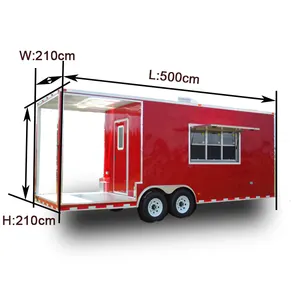 custom concession big food trailer mobile food cart with wheels burger and fries food cart with fence