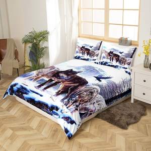 Ensemble de housse de <span class=keywords><strong>couette</strong></span> 3D <span class=keywords><strong>loup</strong></span> reine enfants adolescents thème animal décor couvre-lit ensemble de literie - Product Image 2