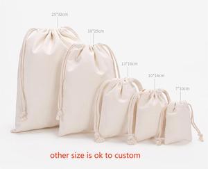 Custom logo Personalized Colorful Soft Fabric Calico Canvas Cotton Natural Drawstring Dust Bags with Double <b>Strings</b> - Product Image 4