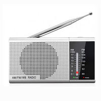 Tragbares AM/FM 2-Band-Radio in kompakter Ausführung mit eingebautem Lautsprecher, AA-Batteriebetrieb, Taschenformat, für den Außenbereich und Zuhause