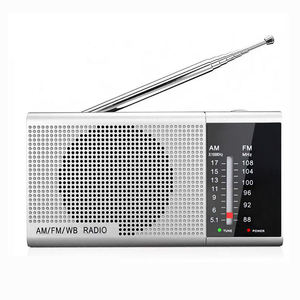 Factory Black Compact AM FM 2 Band Portable Radio with Built In <b>Speaker</b> AA Battery Powered Pocket Size Outdoor Home Radio - Product Image 2