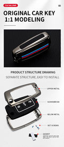 Custodia per Chiavi Auto in Lega di Zinco e Gel di Silice per Volkswagen <span class=keywords><strong>Skoda</strong></span> Sagitar PASSAT CC Polo, Portachiavi VW - Product Image 5