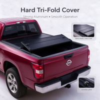 Couverture de benne Navara, couverture de benne pliable en trois parties, couverture de benne pour camionnette, Nissan Frontier 2022-2024, Toyota Hilux 2015-2024, couverture de cargaison verrouillable