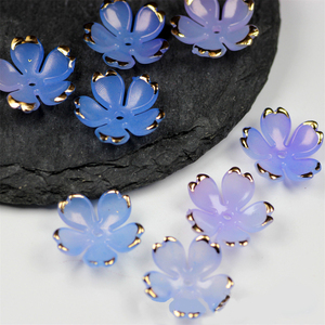 Cuentas de Acrílico con Forma de Flor de Cerezo de 19 mm, 5 Pétalos, Cuentas Pequeñas con Degradado de Color, Cuentas Florales para Accesorios de Trenzas para el Cabello, Venta al por Mayor - Product Image 1