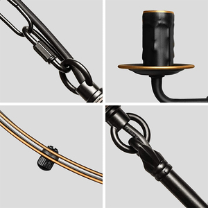 Lustre LED moderne en acier inoxydable noir, luminaire suspendu rond, base d'ampoule E26, durée de vie de 25 000 heures, pour salon - Product Image 3
