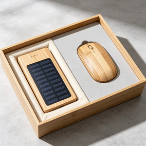 Ensemble de banques d'alimentation solaires en bois avec stylo et carnet, emballage de luxe en coffret cadeau, design exquis fait main - Product Image 3