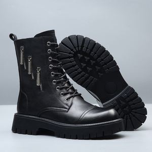 High Top Chelsea <b>Boots</b> for Men Casual Work in Trendy Design High Heel Rubber Upper Breathable Waterproof Anti-slip - Product Image 4