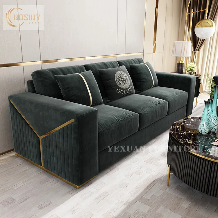 Yüksek kalite premium İtalyan lüks tasarım kanepeler salonu kanepe set mobilya oturma odası kumaş kadife kanepeler
