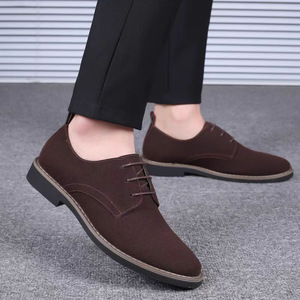 Chaussures décontractées givrées pour hommes à bout rond, en daim britannique, style business, à lacets, tendance mode, grandes tailles - Product Image 3