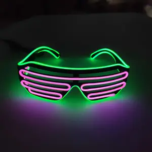 Óculos de persiana de fio EL temperado neon luminoso de duas cores com bateria acesas para decoração de festas e eventos