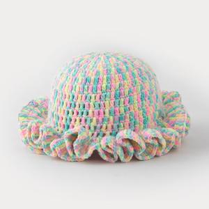 Cappello da secchio con bordo ondulato con foglia di loto piegato ogni giorno in maglia acrilica personalizzata invernale caldo e Casual da viaggio all'aperto - Product Image 4