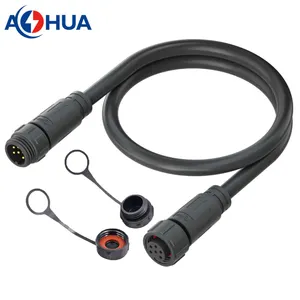 AOHUA Lighting Control Signal Wire IP67 Molded Cable Male Female Waterproof 6 Pin Circular Connector