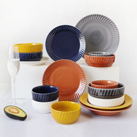 Assiettes à soupe rondes en céramique, vente en gros, design moderne, bon marché, multicolores, rondes et profondes, vaisselle, 1 ensemble