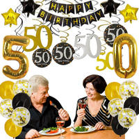 Ensemble de ballons décoratifs en feuille d'aluminium or et noir avec chiffre 30 pour anniversaire, taille moyenne
