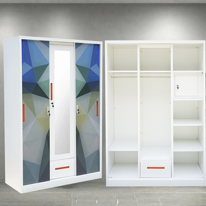 Porte coulissante en acier imprimé numérique Meubles de chambre à coucher <span class=keywords><strong>3</strong></span> <span class=keywords><strong>portes</strong></span> <span class=keywords><strong>Armoire</strong></span> à fleurs imprimée <span class=keywords><strong>Miroir</strong></span> en métal <span class=keywords><strong>Armoire</strong></span> de placard <span class=keywords><strong>Armoire</strong></span> Prix - Product Image 1