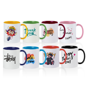 Topjlh 11oz Tazas de cerámica Sublimación Espacios en blanco Mango interior de color LOGOTIPO personalizado <span class=keywords><strong>Café</strong></span> Té Bebidas Hogar Oficina <span class=keywords><strong>Café</strong></span> Regalos diarios - Product Image 3