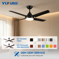 Ventilador de Techo de 52 Pulgadas con 4 Aspas de ABS y Motor BLDC Silencioso, Fabricación OEM ODM, para Sala de Estar, Comedor y Hogar
