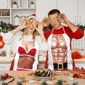 Lot de 2 tabliers amusants de Noël, costumes de cuisine créatifs, imperméables, pour couples, pour les fêtes, la pâtisserie, le barbecue, les cadeaux de cuisine - Product Image 3