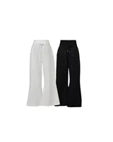 Pantalon de jogging en coton OEM de haute qualité pour femme, en molleton bouclette, décontracté, taille mi-haute, printemps, écologique, vente en gros