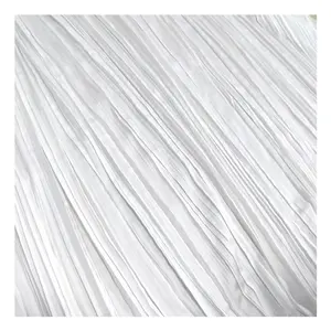 OEKO tex 100 standard pleated shiny fabric polyester chiffon satin pleated shirt fabric for wedding dresses