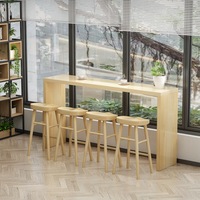 Table de bar en bois massif avec structure métallique stable, non pliable, pour la maison, le sous-sol, la cave à vin, les divertissements quotidiens, meubles