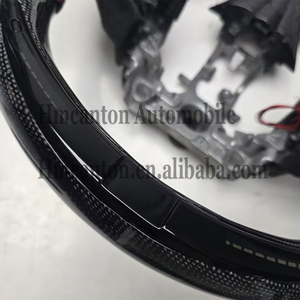 พวงมาลัยคาร์บอนอัลคันทาร่าคุณภาพสูงแบบขายส่ง พร้อมไฟ LED เหมาะสำหรับรถยนต์อินฟินิตี้ G27 G37 - Product Image 5
