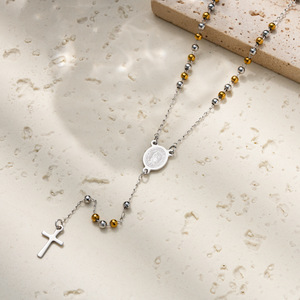 Collier religieux en acier inoxydable avec chaîne croix 3 mm Notre Dame Marie <span class=keywords><strong>Père</strong></span>, bijoux en acier titane, cadeau de Pâques - Product Image 3