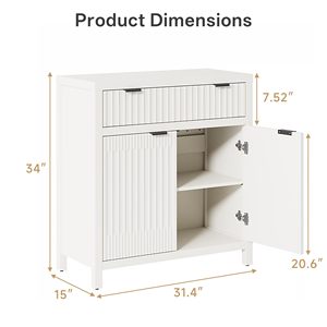 <span class=keywords><strong>Buffet</strong></span> de 60 pouces avec rangement, armoire de cuisine de 36 pouces de hauteur avec 4 tiroirs, meuble de bar à café moderne avec poignées dorées, <span class=keywords><strong>blanc</strong></span> - Product Image 3