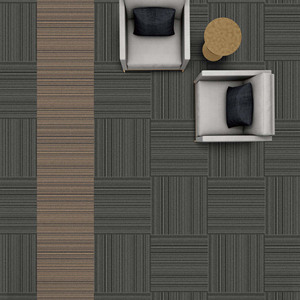 พรมปูพื้นแบบแผ่นขนาด 50x50 ซม. ผลิตด้วยเครื่องจักร ลายพรมแบบวงวน ทำจากโพลีโพรพิลีนและพีวีซี ดีไซน์ทันสมัย ลายต่อกันแบบจิ๊กซอว์ เหมาะสำหรับโรงแรม/สำนักงาน/พื้นที่เชิงพาณิชย์ - Product Image 1