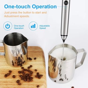 Mousseur à lait électrique rechargeable USB à 3 vitesses avec 3 fouets interchangeables, indicateur LED, mousseur à main pour café et <span class=keywords><strong>latte</strong></span> - Product Image 4