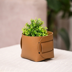 Caja organizadora vegana/de PU para guardar objetos, con cierre de hebilla marrón, para plantas, cosméticos, bolígrafos, llaves, artículos de papelería, portátil. - Product Image 1