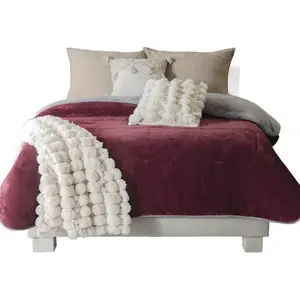 Cobertor Invernal King Size Queen Size XL Tinto Vianney, Ropa de Cama de Felpa Tejida, Moderna, Sólida, Rectangular - Product Image 1