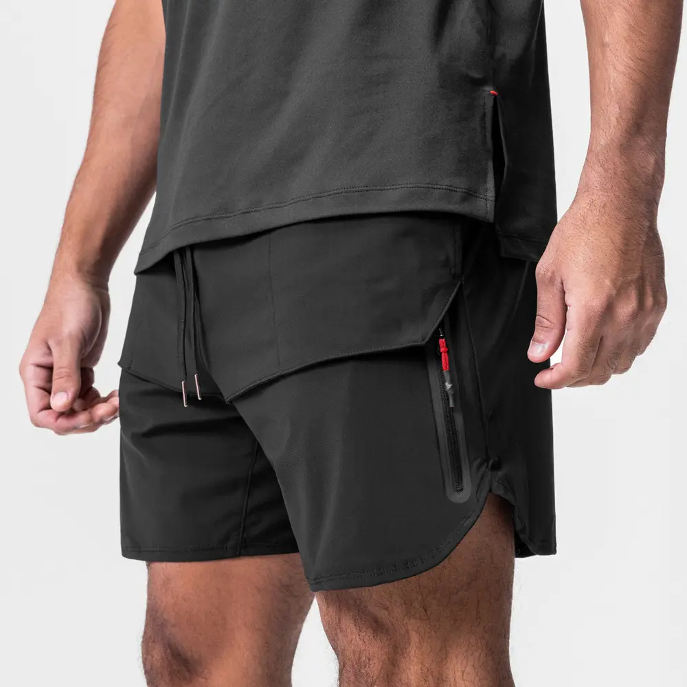 Shorts masculinos de verão com cordão, novo design, cor sólida, esportivo, fitness, para homens