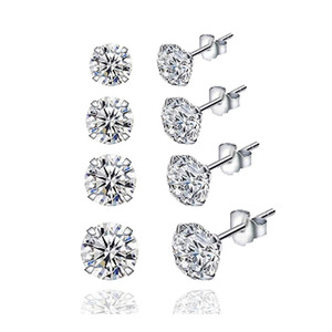 <span class=keywords><strong>Orecchini</strong></span> in <span class=keywords><strong>Argento</strong></span> Puro S999 con Zirconi da 3mm 4mm 5mm 6mm 7mm 8mm, <span class=keywords><strong>Orecchini</strong></span> di Lusso per Donna, Regalo per Ragazze, <span class=keywords><strong>Orecchini</strong></span> a Lobo con Zirconi - Product Image 1