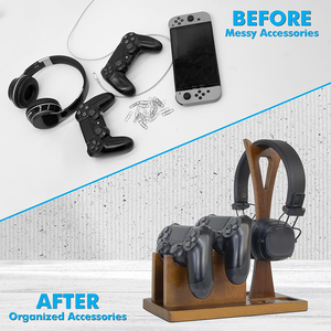 Support multifonctionnel pour écouteurs de bureau en bois pour <span class=keywords><strong>AirPods</strong></span> MAX Controller Headphone Display Stand - Product Image 4
