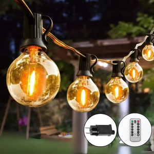 Guirlande lumineuse en alliage G40 à 25 ampoules, norme UE/US, pour Noël, Halloween, décoration, étanche IP44, 25 pieds, camping en plein air - Product Image 1
