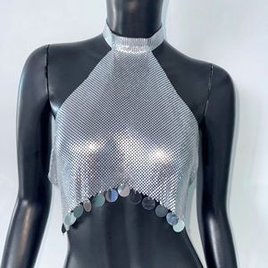 Peeqi Sexy Summer Sleeveless Halter <strong>Tops</strong> for Women Irregular <strong>Sequined</strong> Beach Bikini Bra <strong>Tops</strong> Women Nightclub Backless <strong>tank</strong> <strong>Tops</strong> - Product Image 3