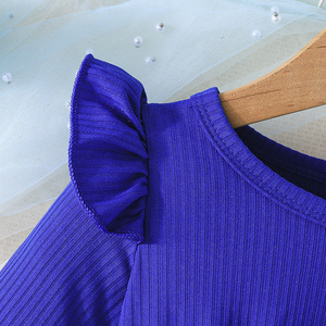 ชุดเดรสเด็กผู้หญิงผ้าขนสัตว์เนื้อนุ่ม แต่งระบายขอบ แขนยาว ลายดอกไม้น่ารัก ซักได้ เหมาะสำหรับฤดูใบไม้ผลิและฤดูใบไม้ร่วง - Product Image 4