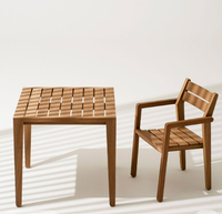 Ensembles de salle à manger d'extérieur en teck, modernes et minimalistes, de luxe, pour restaurants et hôtels, avec chaises empilables imperméables pour la maison et le bureau