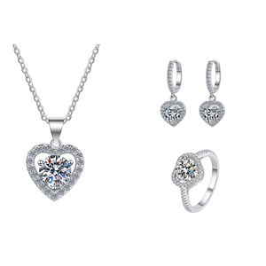 Joyería Fina de Moda, Certificada por GRA, VVs1, Diamante Moissanite, Conjuntos de Joyería con <span class=keywords><strong>Corazones</strong></span> de Amor, Plata de Ley S925, Regalos para Mujeres - Product Image 1
