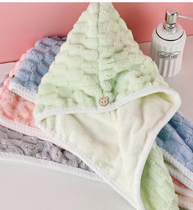 Serviette de toilette double couleur épaississante pour filles Turban à séchage rapide avec bouton réglable pour femmes Cheveux humides <span class=keywords><strong>anti</strong></span>-frisottis - Product Image 4