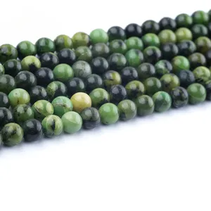 Wholesale Natural New Canada Green Jade Smooth Charm Gemstone round beads Stone Loose beads