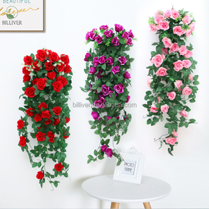 Rosa artificiale appeso soggiorno decorazione della parete verde pianta artificiale fiore colorato decorazione di nozze fiori
