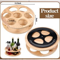 Étagère de rangement rotative double couche pour bouteilles d'assaisonnement de cuisine domestique Étagère de rangement en bois