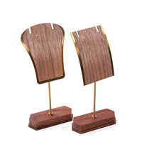 Vintage laiton métal boucles d'oreilles support noyer bois boucles d'oreilles présentoir pendentif collier cintre affichage prêt à expédier