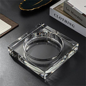 Clear Gold <strong>Gray</strong> Silver Coating Square <strong>Crystal</strong> Ashtray for Smoking Cigarettes MH-6169 - Product Image 6
