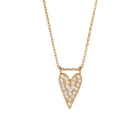 Collier en argent 925 avec pendentif en forme de cœur, zircon brillant, chaîne plaquée or 18 carats, collier pour femmes